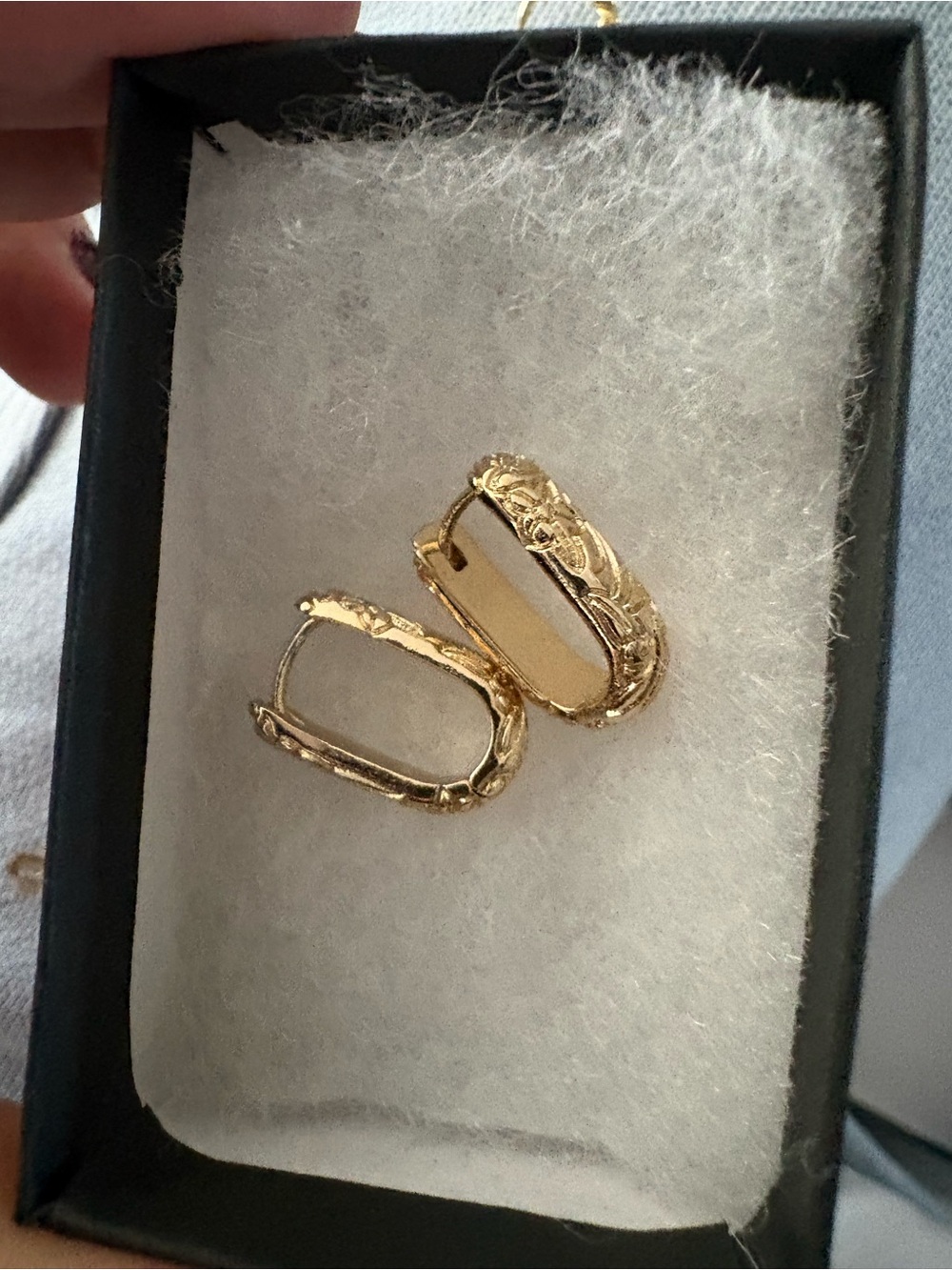 Gold Floral Hinge Hoop Earrings - Women Jewelry
